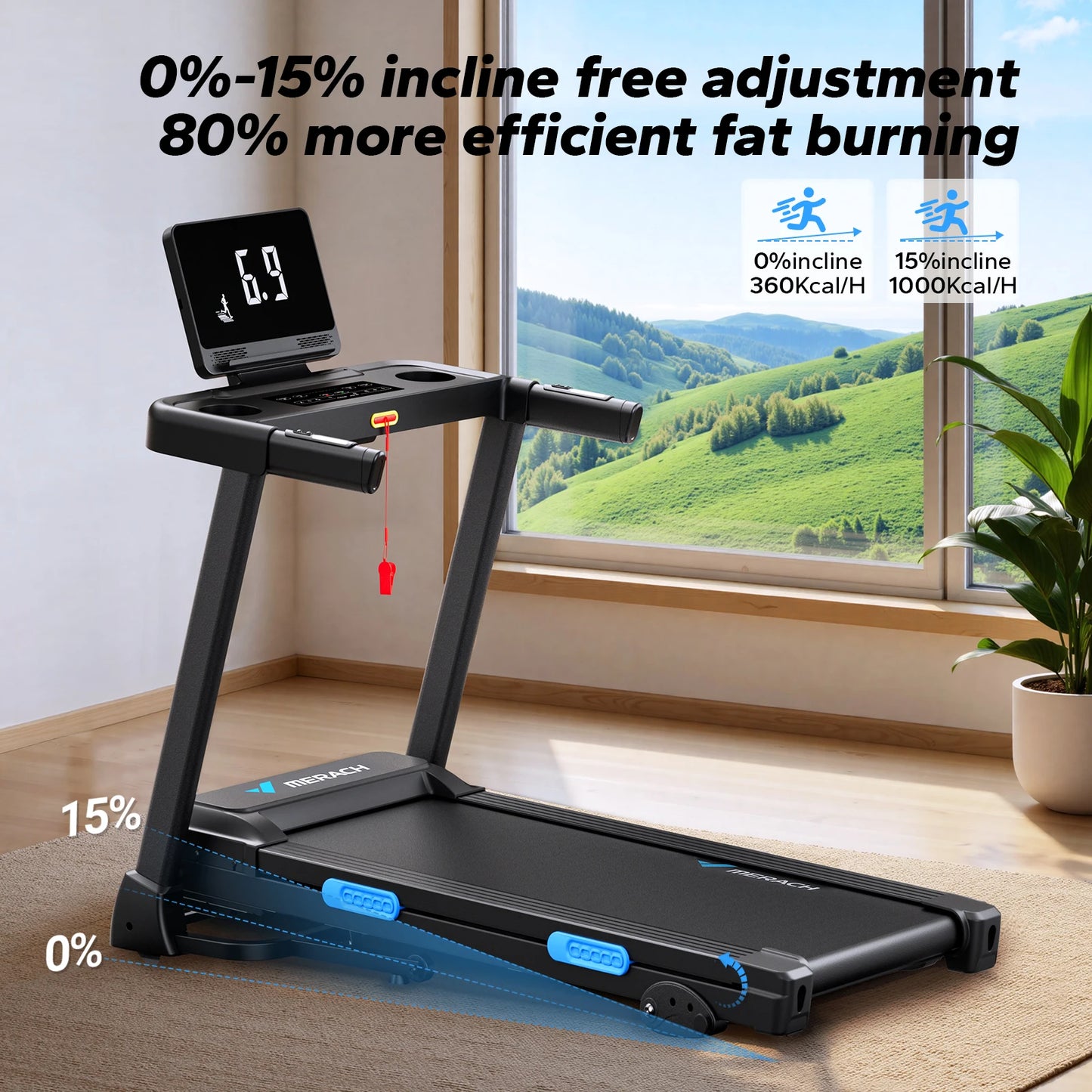 MERACH T12 Foldable Treadmill With Incline And Quiet Operation