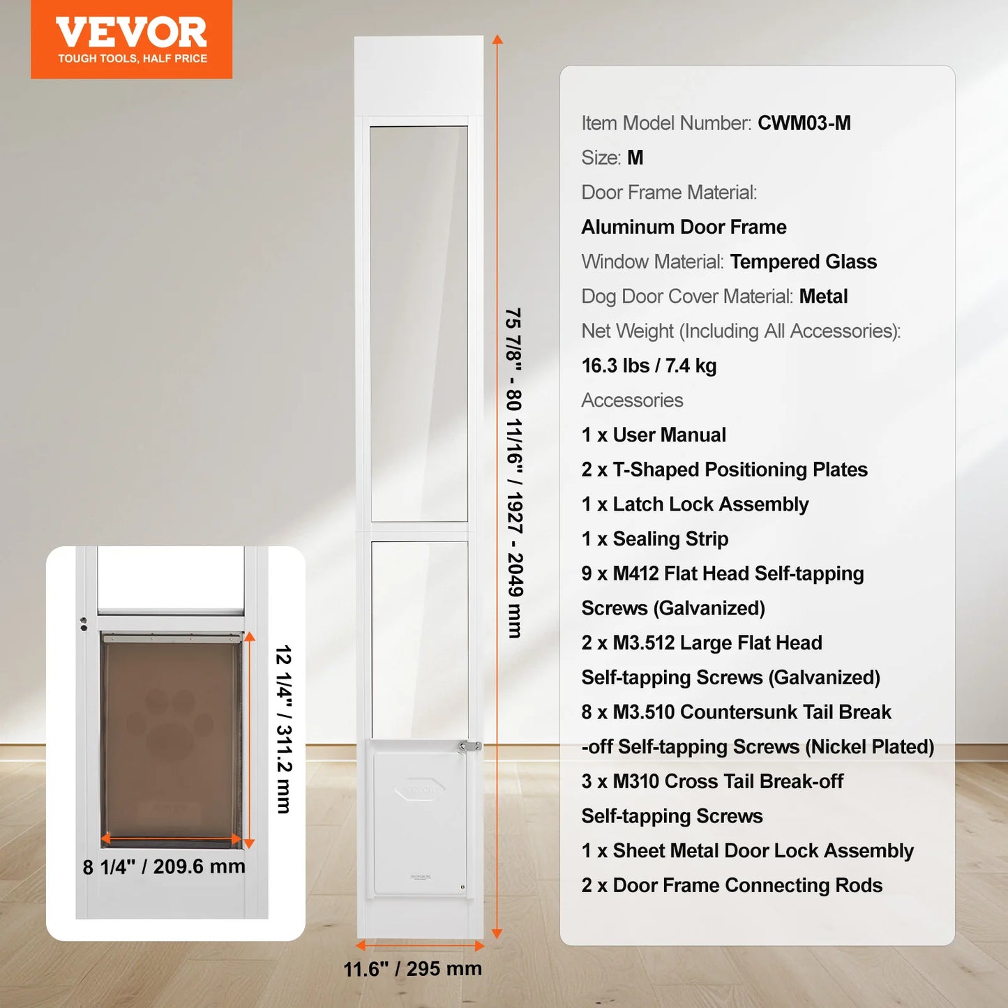 Dog Door For Sliding Glass Door Adjustable Height Pet Door