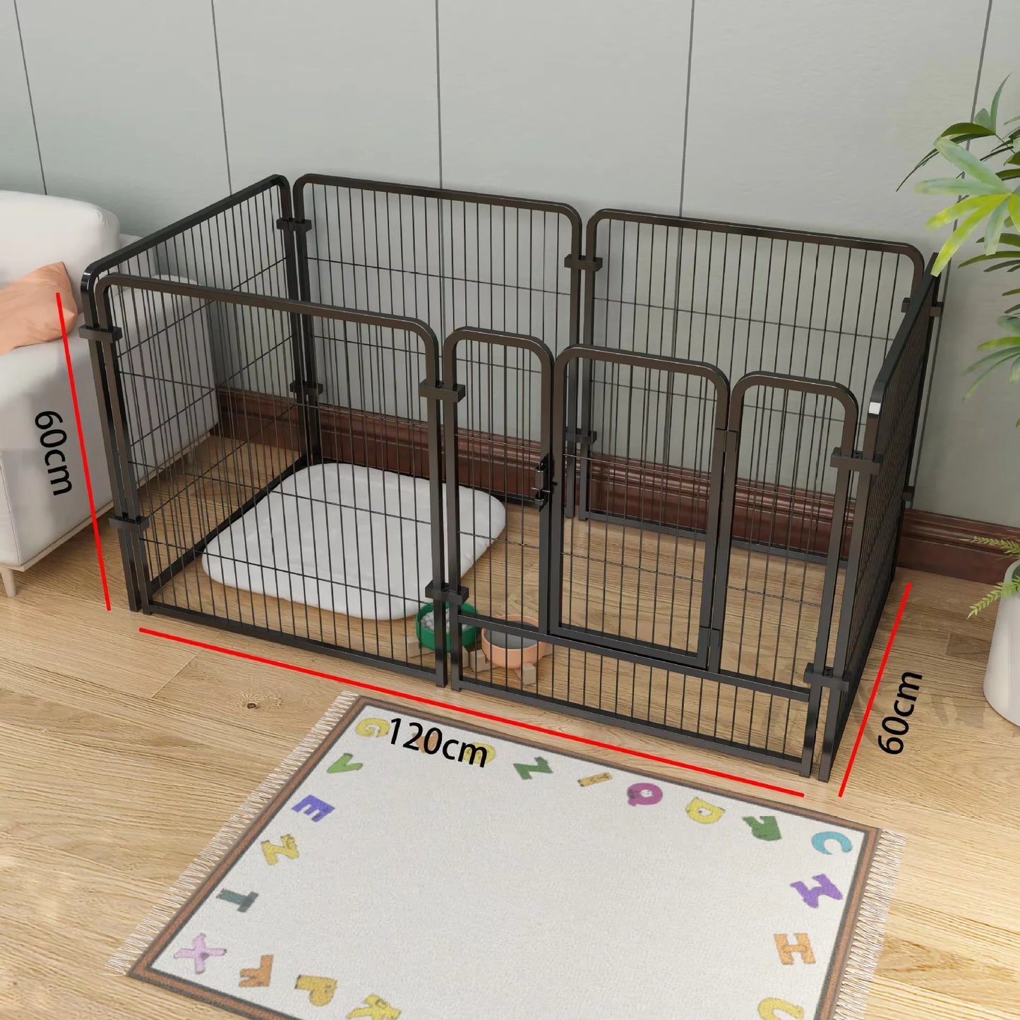 Stainless Steel 6-Panel Dog Fence Playpen, Heavy Duty Enclosure