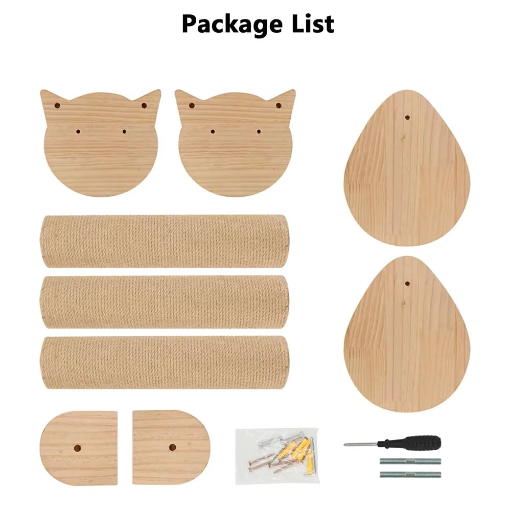 Wall Mounted Cat Tree With Scratching Posts Sisal Hammock Perches
