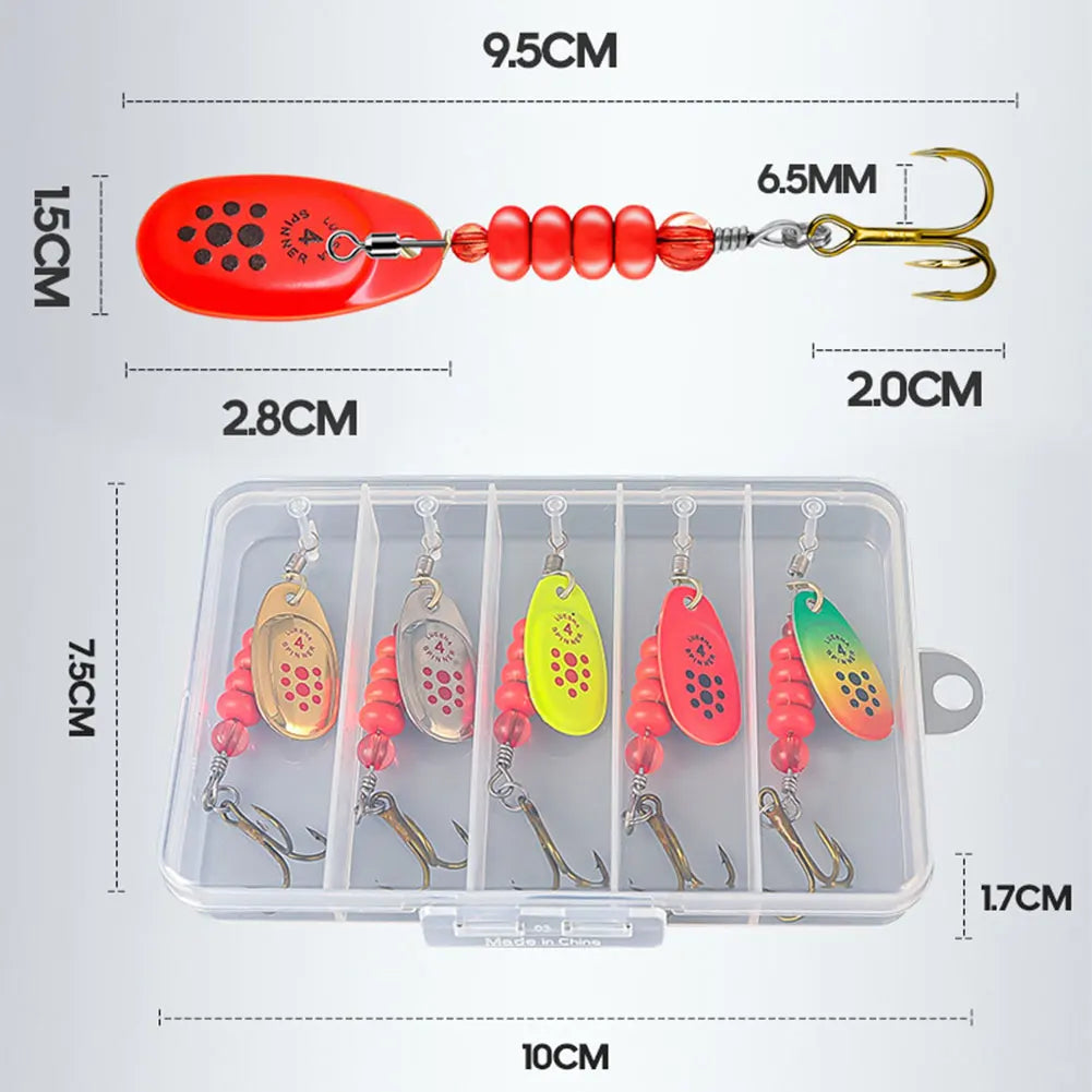 Metal Spoon Spinner Fishing Lures Set With Tackle Box
