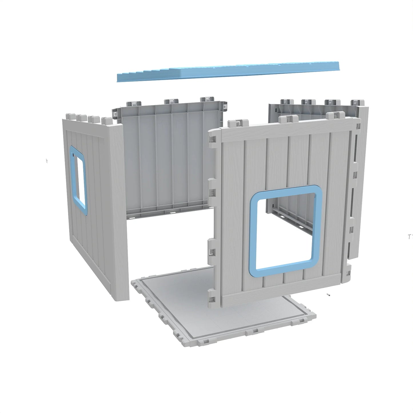 Sloped Roof Plastic Pet House For Indoor Outdoor Weatherproof Shelter