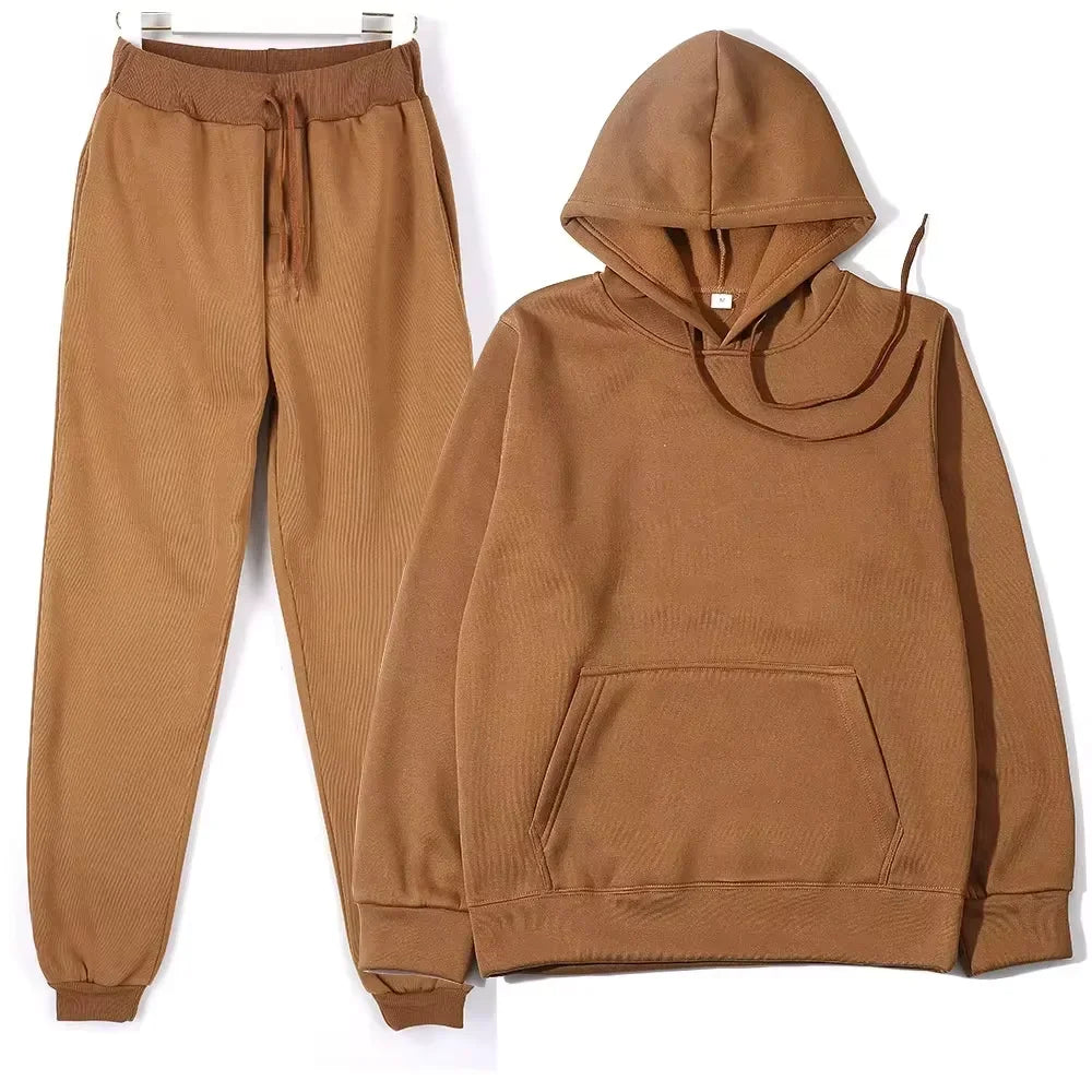 Winter Women Tracksuit Two Piece Set Oversized Hoodie Sweatpants