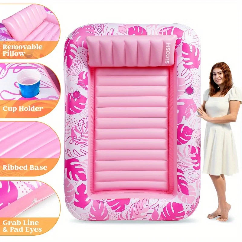Joyfy Inflatable Pool Lounger Float With Pillow For Sunbathing