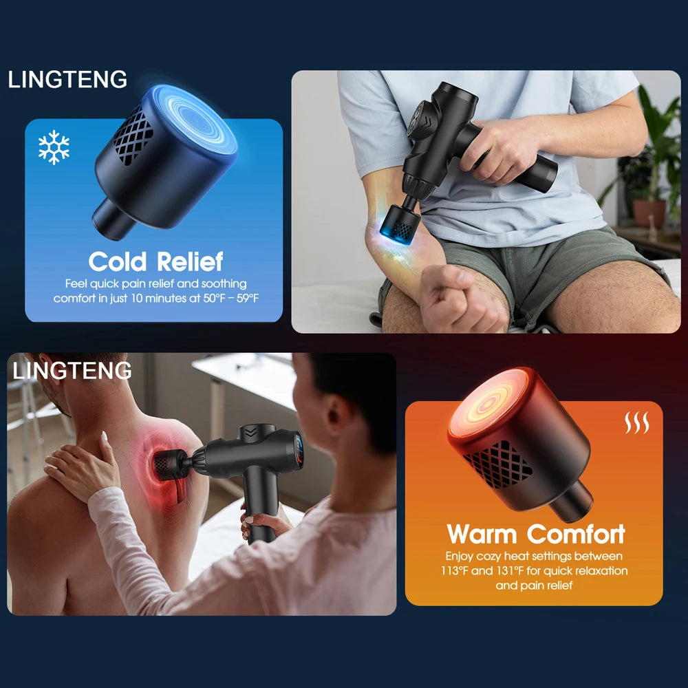 LINGTENG Massage Gun With Hot And Cold Therapy 7 Heads