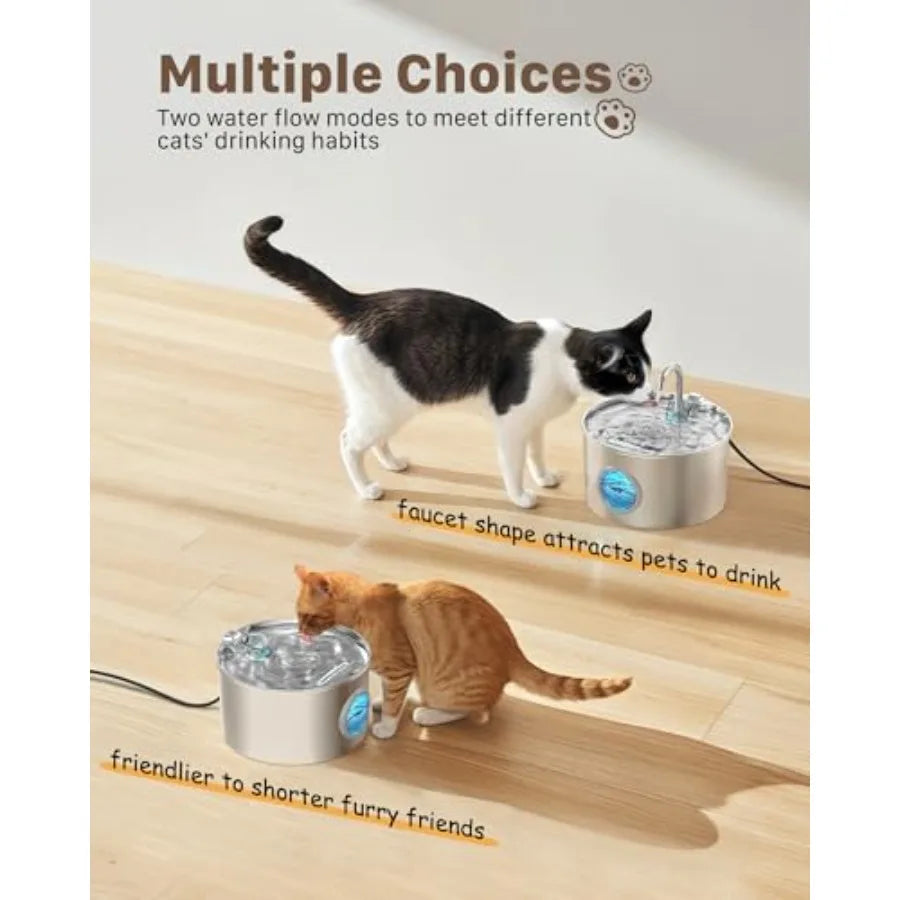 Stainless Steel Cat Water Dispenser For Quiet Indoor Drinking