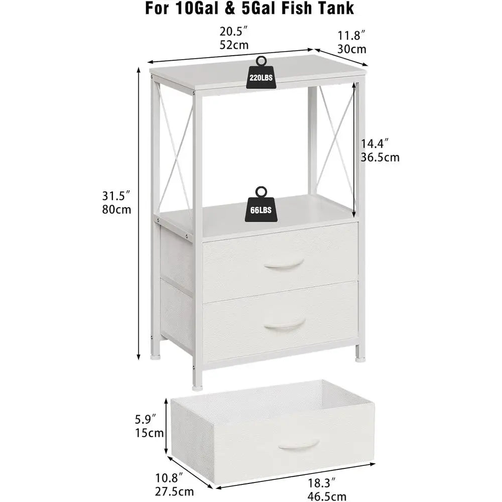 Reptile Tank Stand With Two-Tier Shelves