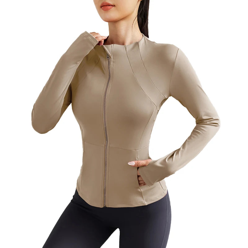 Women's Athletic Lightweight Yoga Jacket With Zipper And Pockets