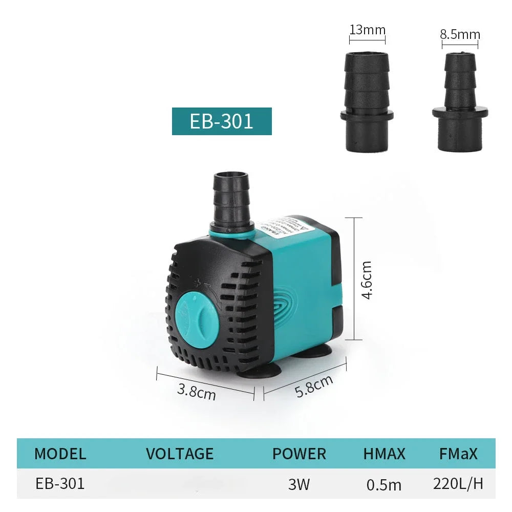 Ultra Quiet Submersible Fish Tank Water Pump 110-240V