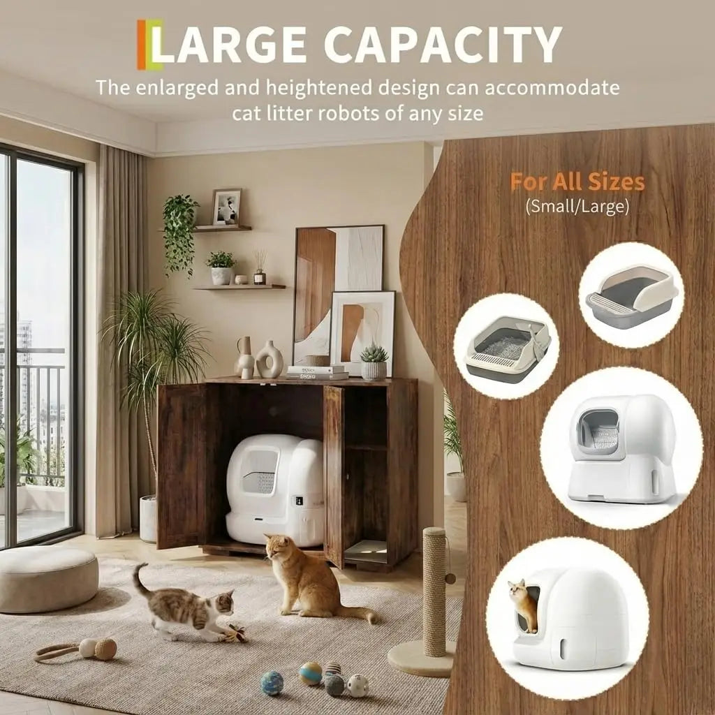 HiMISS Cat Litter Box Enclosure Cabinet With Builtin Power Outlet