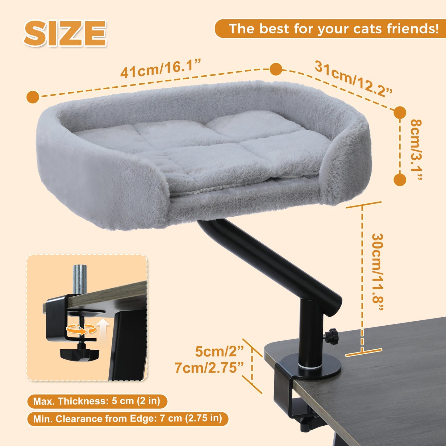 PAWZ Road Cat Desk Bed Rotatable Stand With Plush Hammock