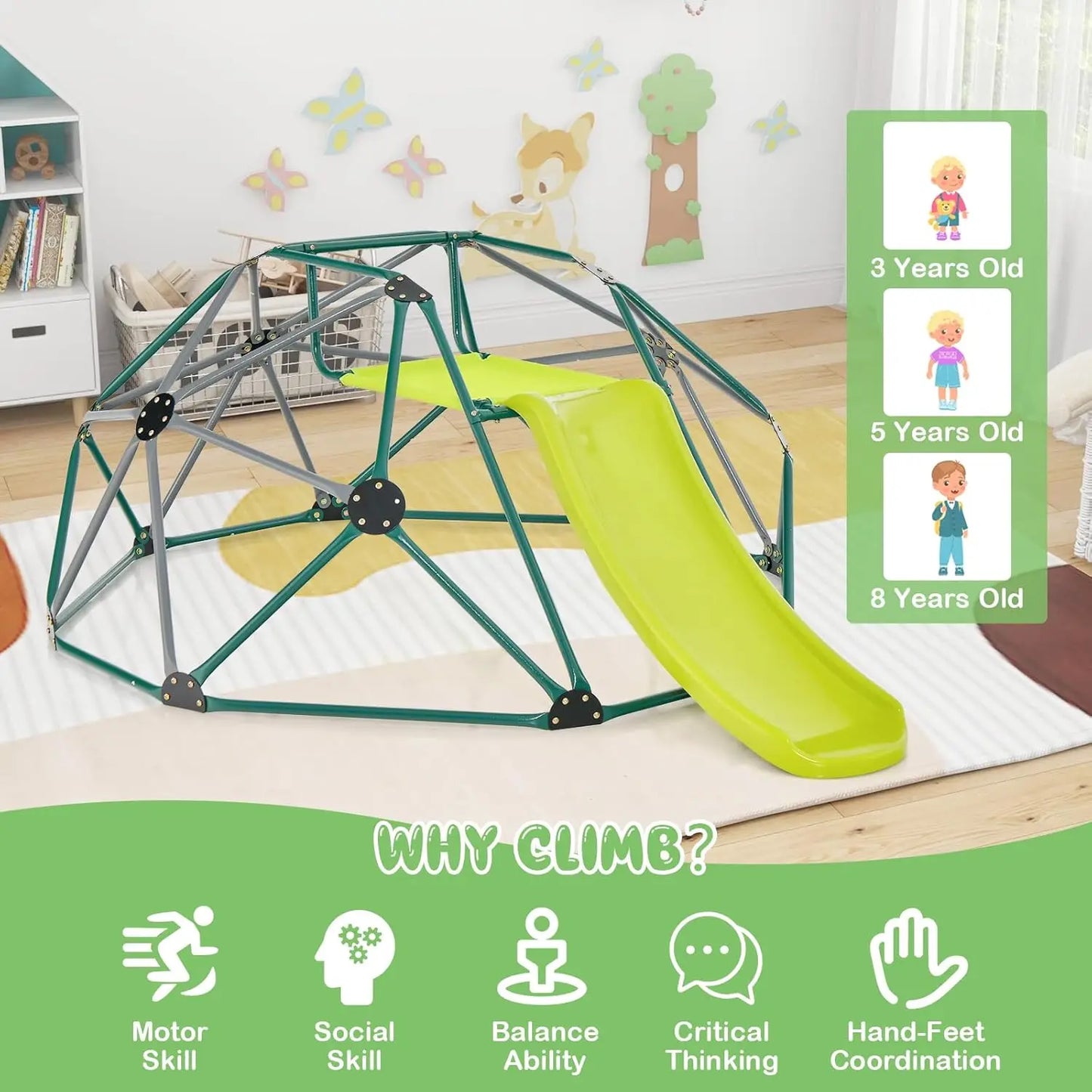 Kids Jungle Gym With Slide 2-In-1 Indoor Outdoor Play Set