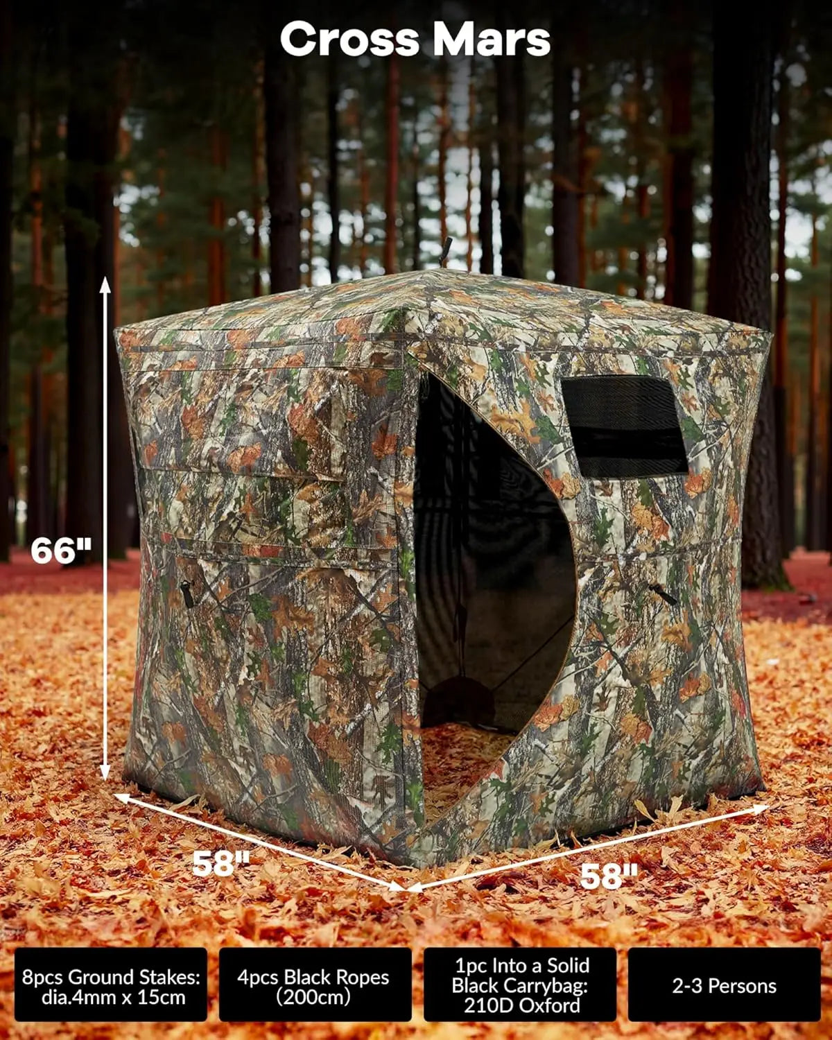 TWISTER.CK Outdoor Pop Up Ground Blind For Hunting With Windows