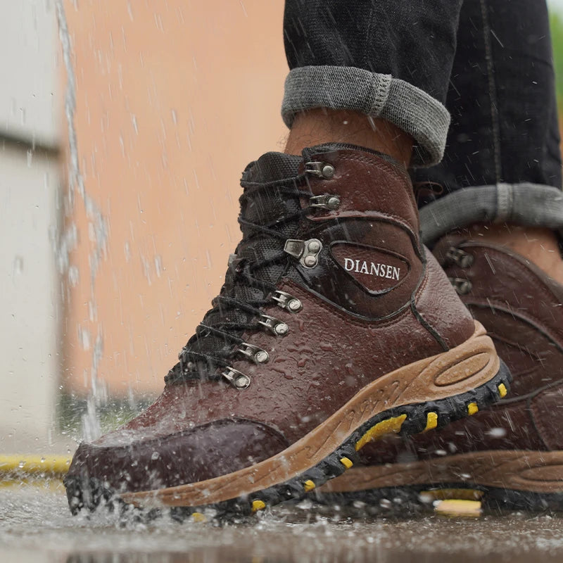 VEIGAR Waterproof Leather Safety Boots for Men Puncture Resistant