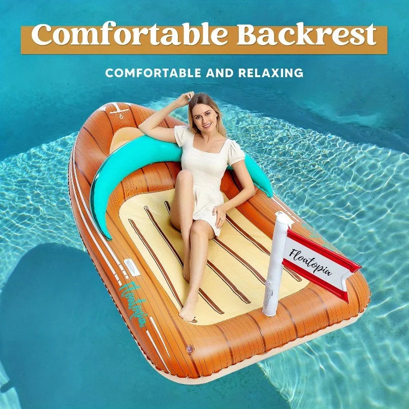 Giant Boat Pool Float With Cooler For Two Handles Tow Point