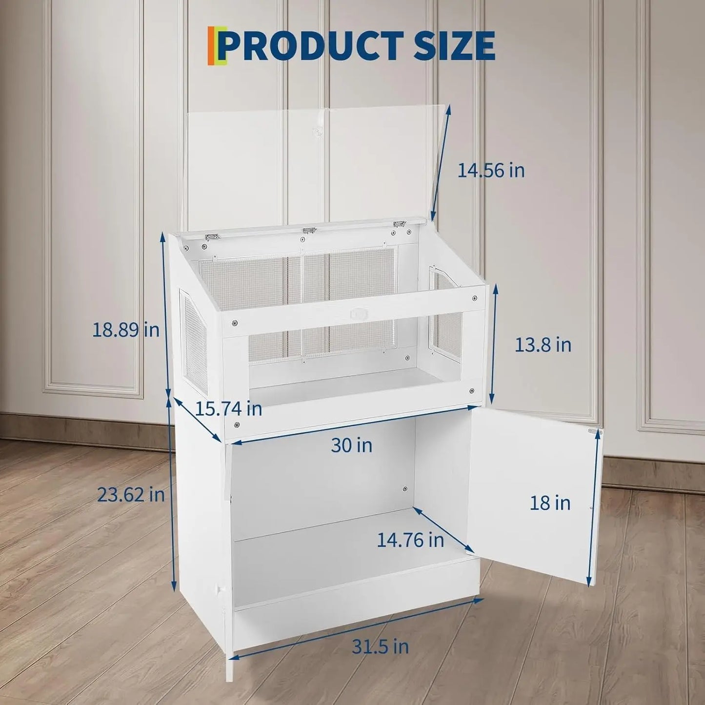 HiMISS Hamster Cage With Storage Cabinet For Small Animals Panels