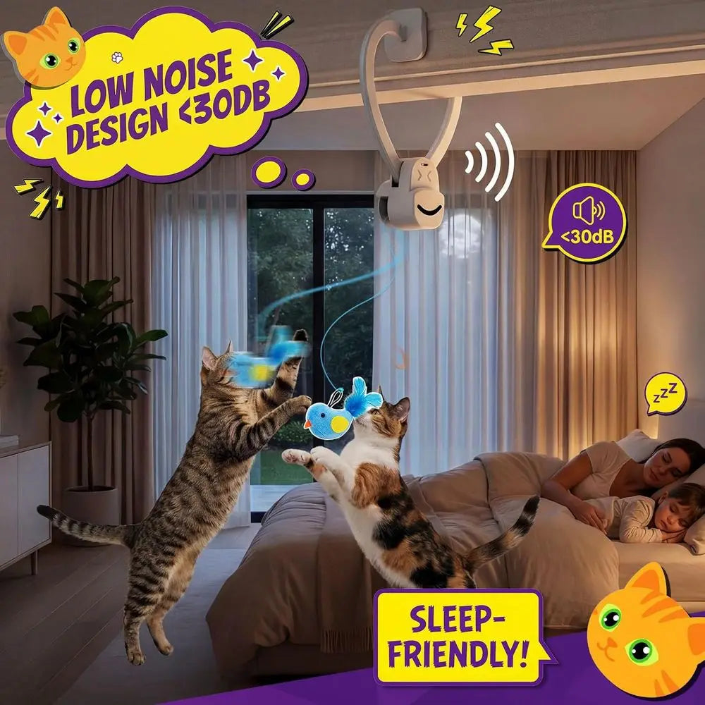 Interactive Cat Toy USB Rechargeable Clip On Indoor Door Mount