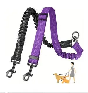 DCLOUD Double Dog Leash Attachment With Shock Absorbing Bungee