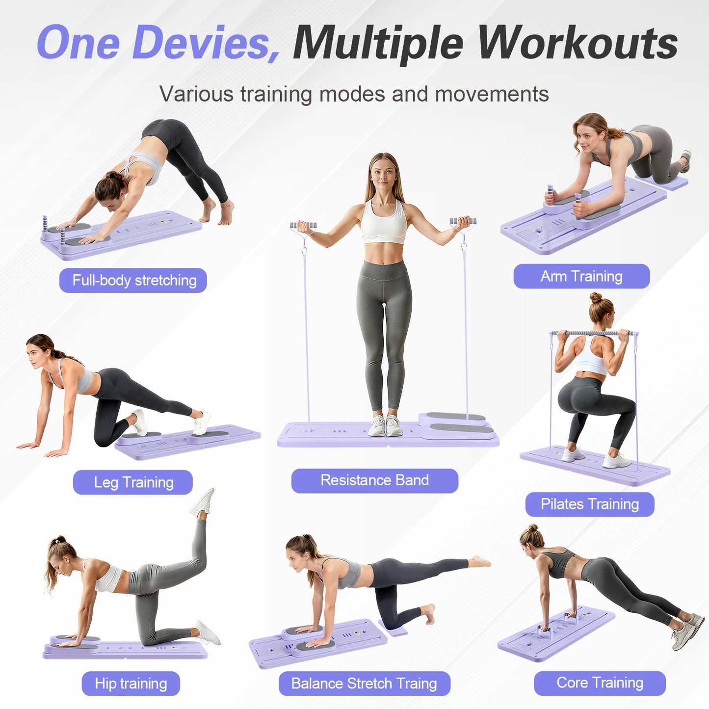 Foldable Pilates Bar Ab Board PushUp for Core and TotalBody