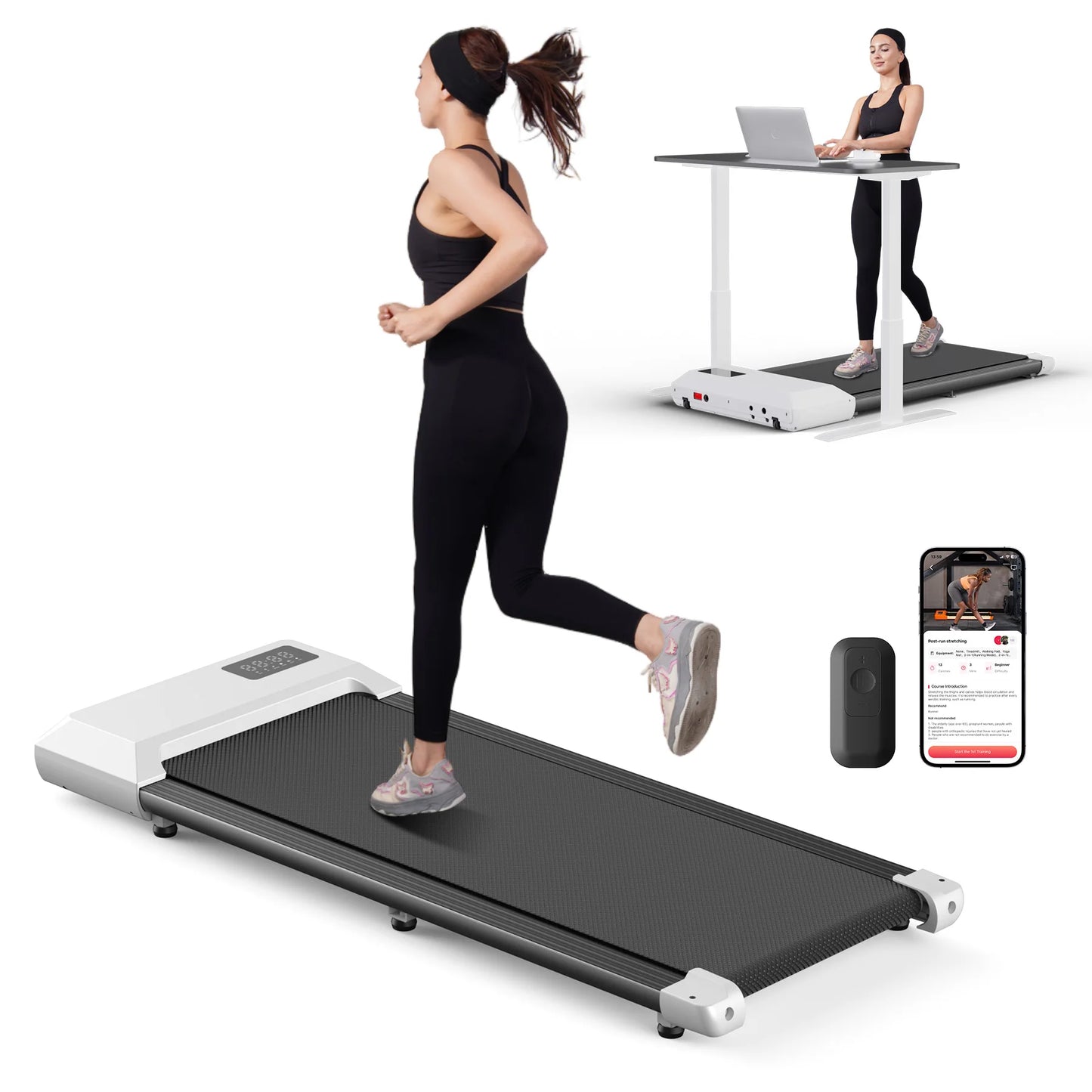 Superun 300lbs Home Treadmill 2in1 Walking Running Machine