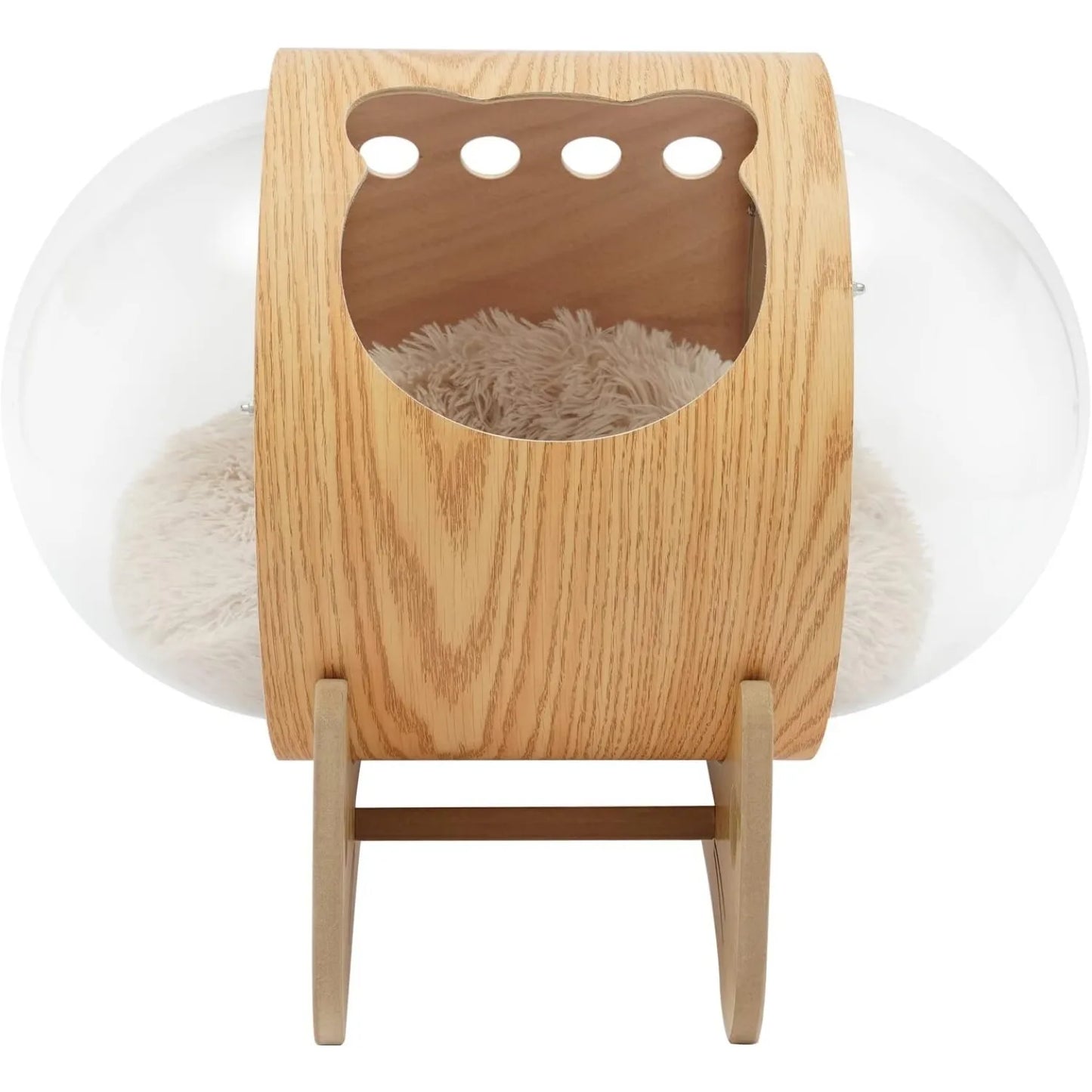 Cat Pod Bed With Wooden Frame And Acrylic Dome For Pets