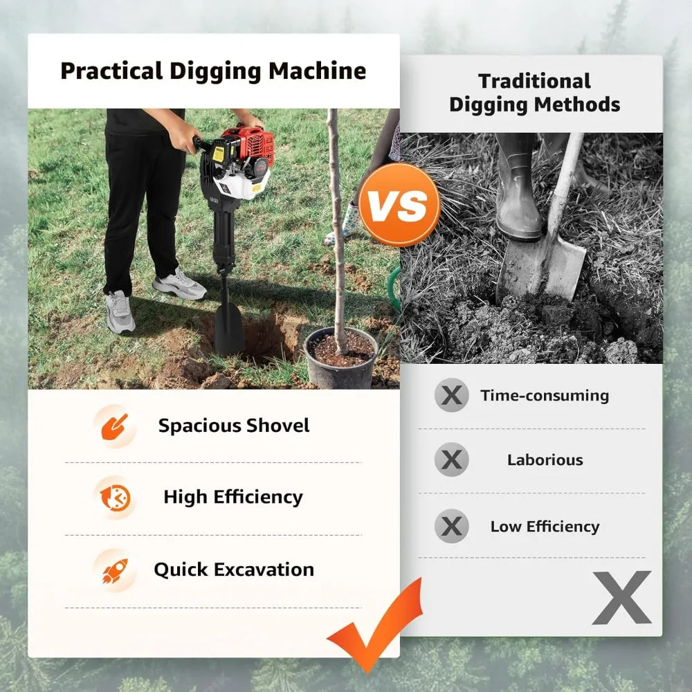 52cc Handheld Trencher Digger Gas Powered Garden Tool
