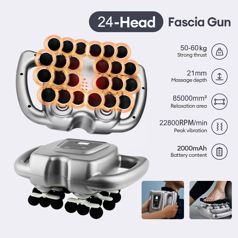 Foreverlily 24 Head Fascia Gun With 9 Modes Auto Massager