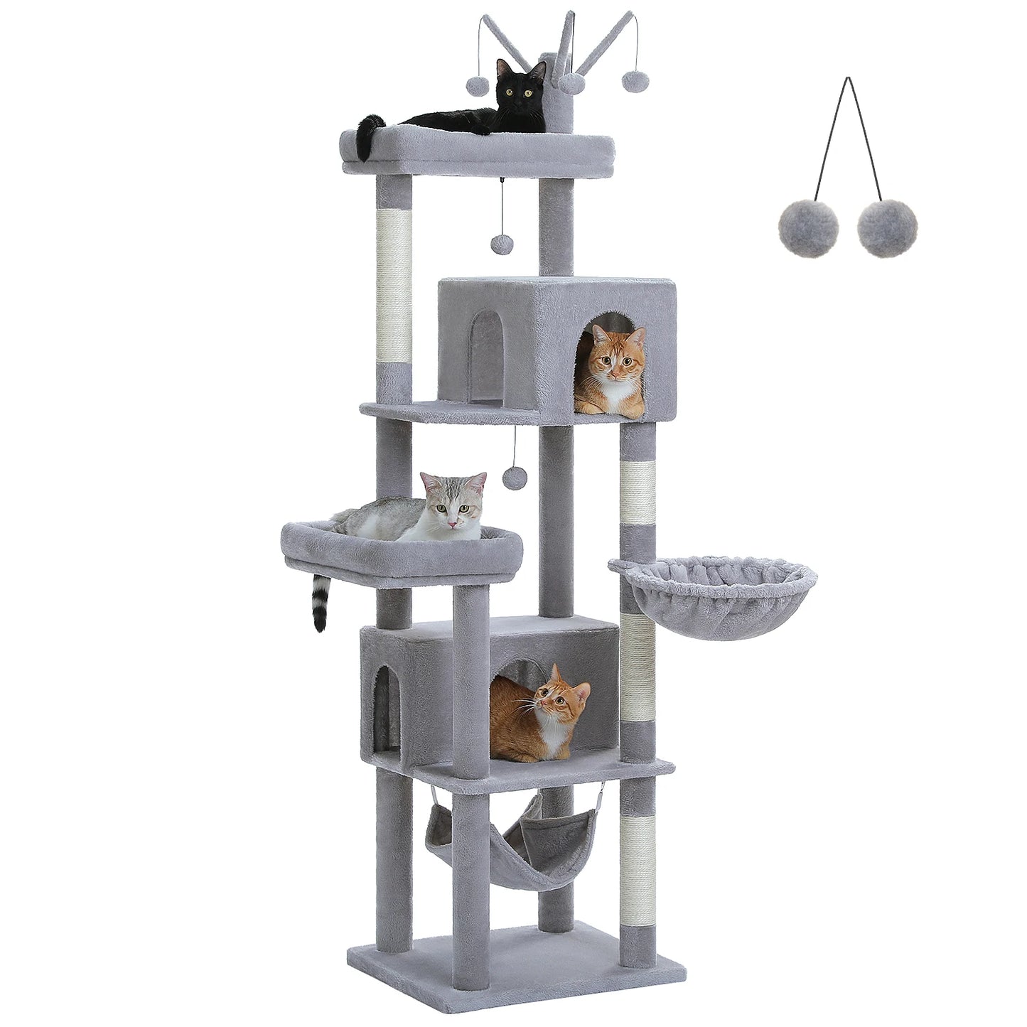 PEQULTI Cat Tree Tower With Perches, Condos, Hammocks, Sisal