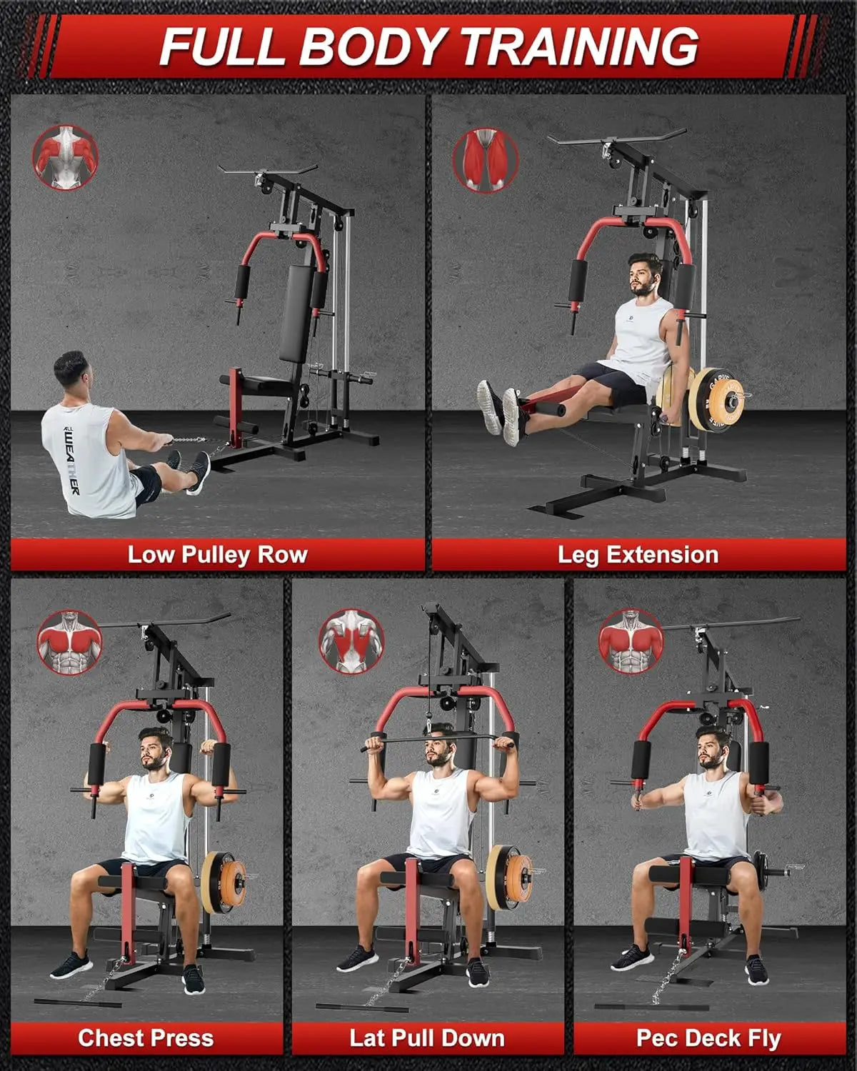 HiMISS Home Gym Machine For Full Body Strength Training With Lat Pulldown