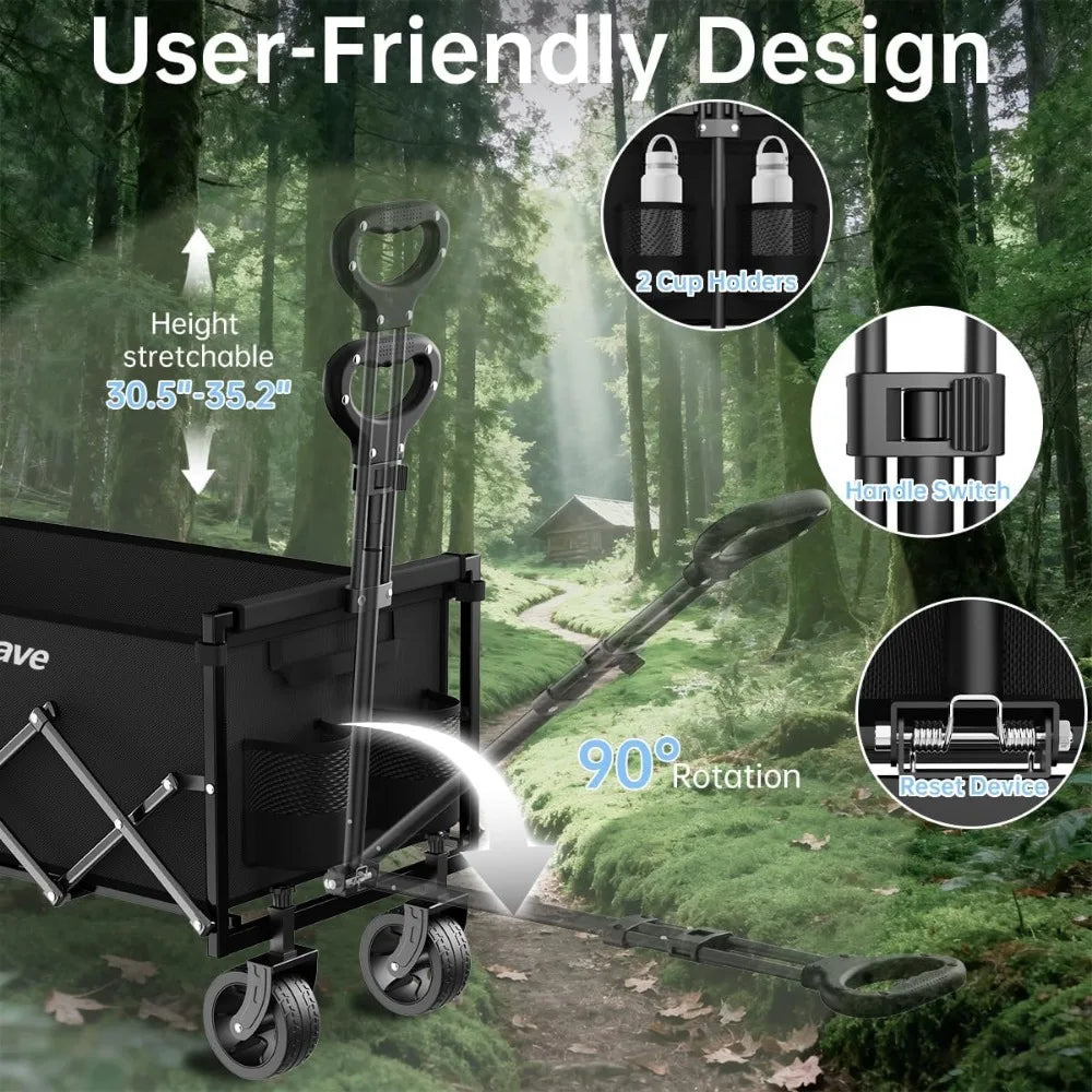 NBVCX Heavy Duty Collapsible Wagon 480LBS All-Terrain Utility Cart