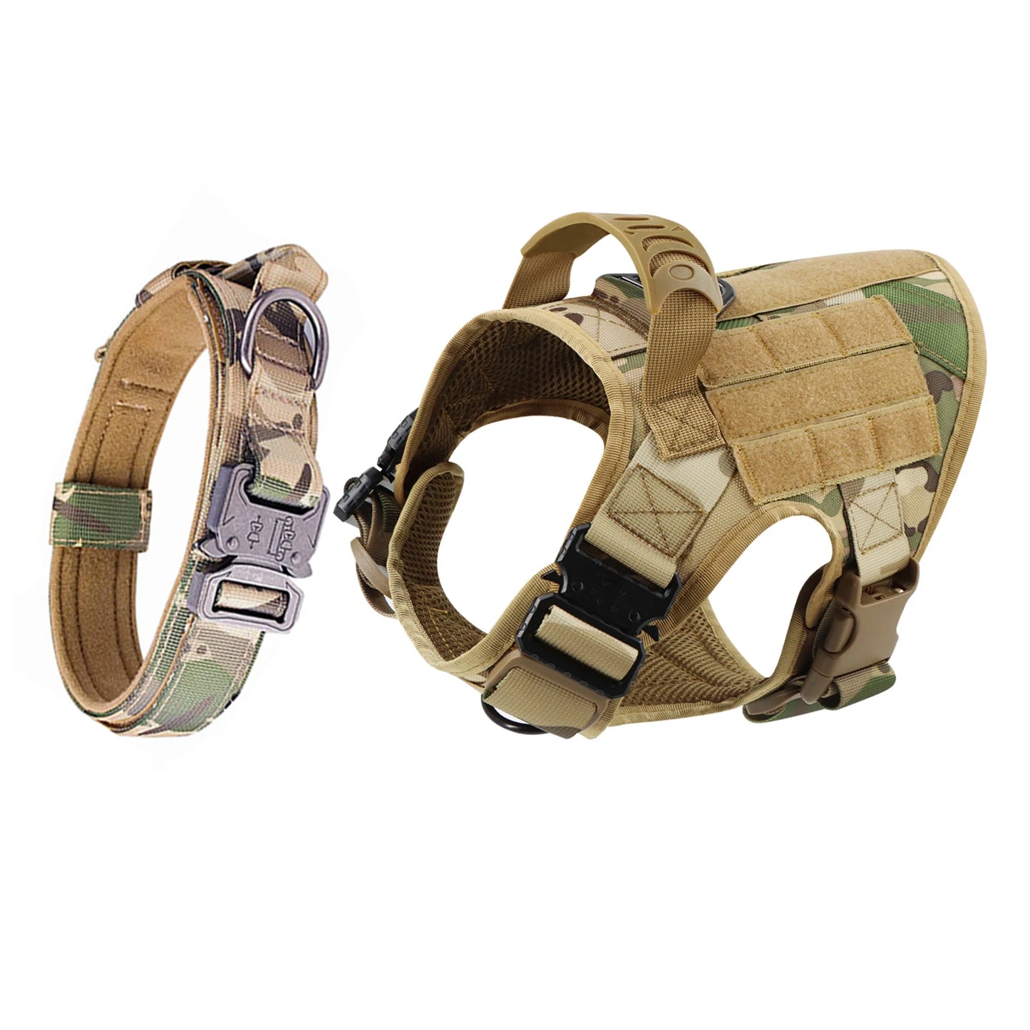 Nylon Dog Harness And Collar Set, Adjustable Tactical Vest For Outdoor Walking