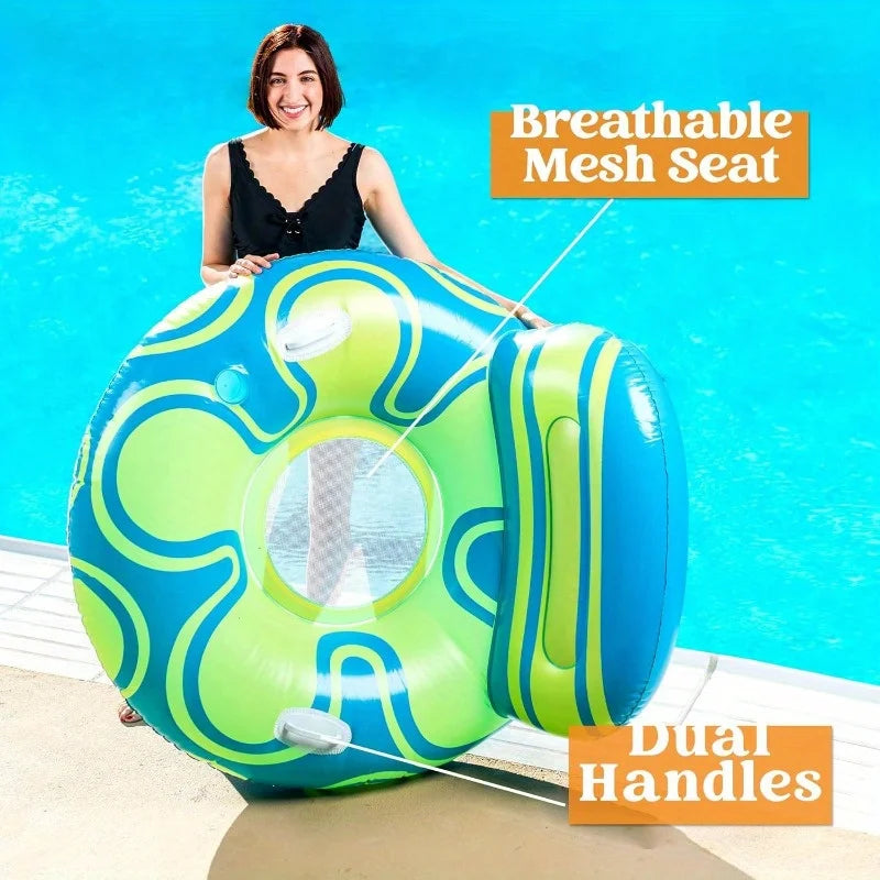 Joyfy Inflatable Pool Lounger Sofa With Cup Holder And Backrest