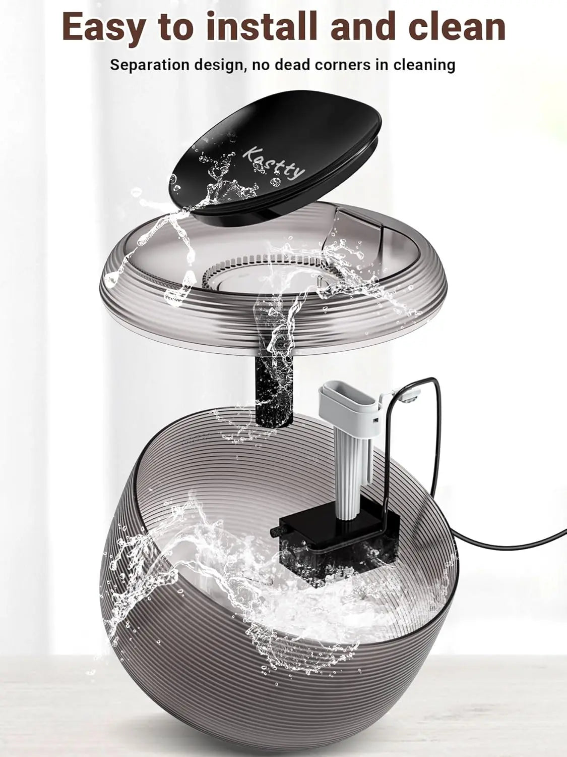 Quiet Cat Water Fountain With LED Light Easy Cleaning