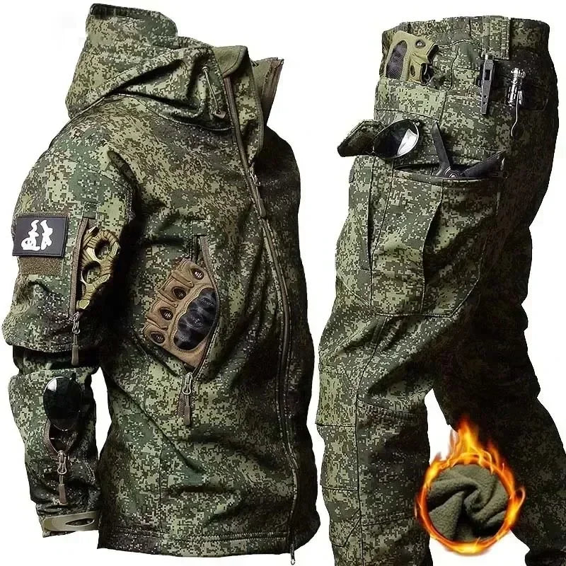 Tactical Waterproof Winter Combat Suit With Soft Shell Fleece