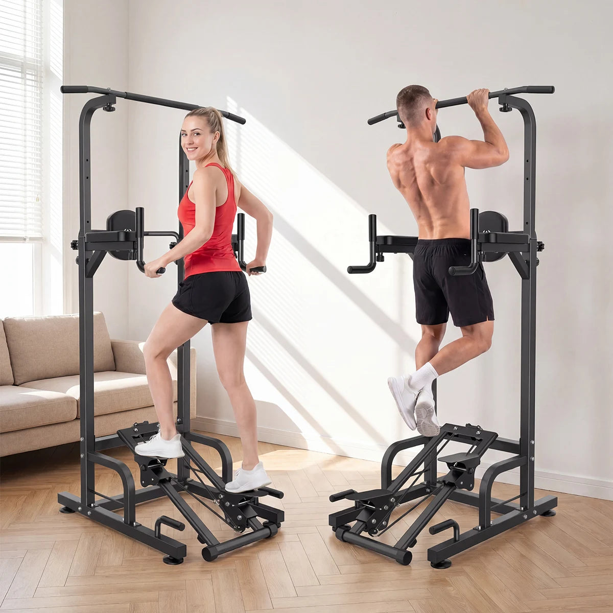 Multifunctional Power Tower Pull Up Dip Station Home Gym 450LBS