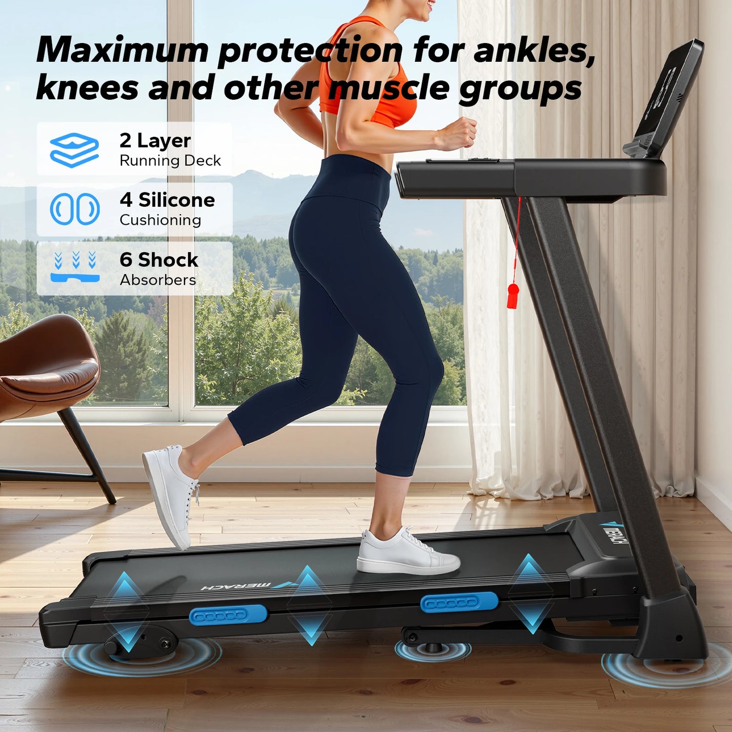 MERACH T12 Foldable Treadmill With Incline And Quiet Operation