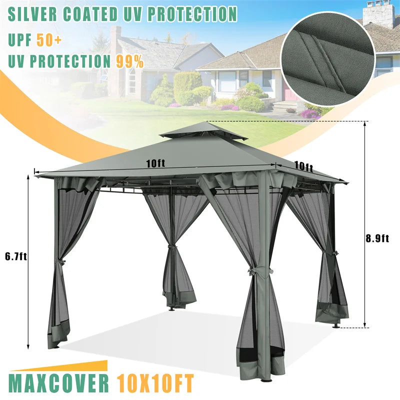 Tooluck Gazebo With Double Roof Steel Frame For Patio