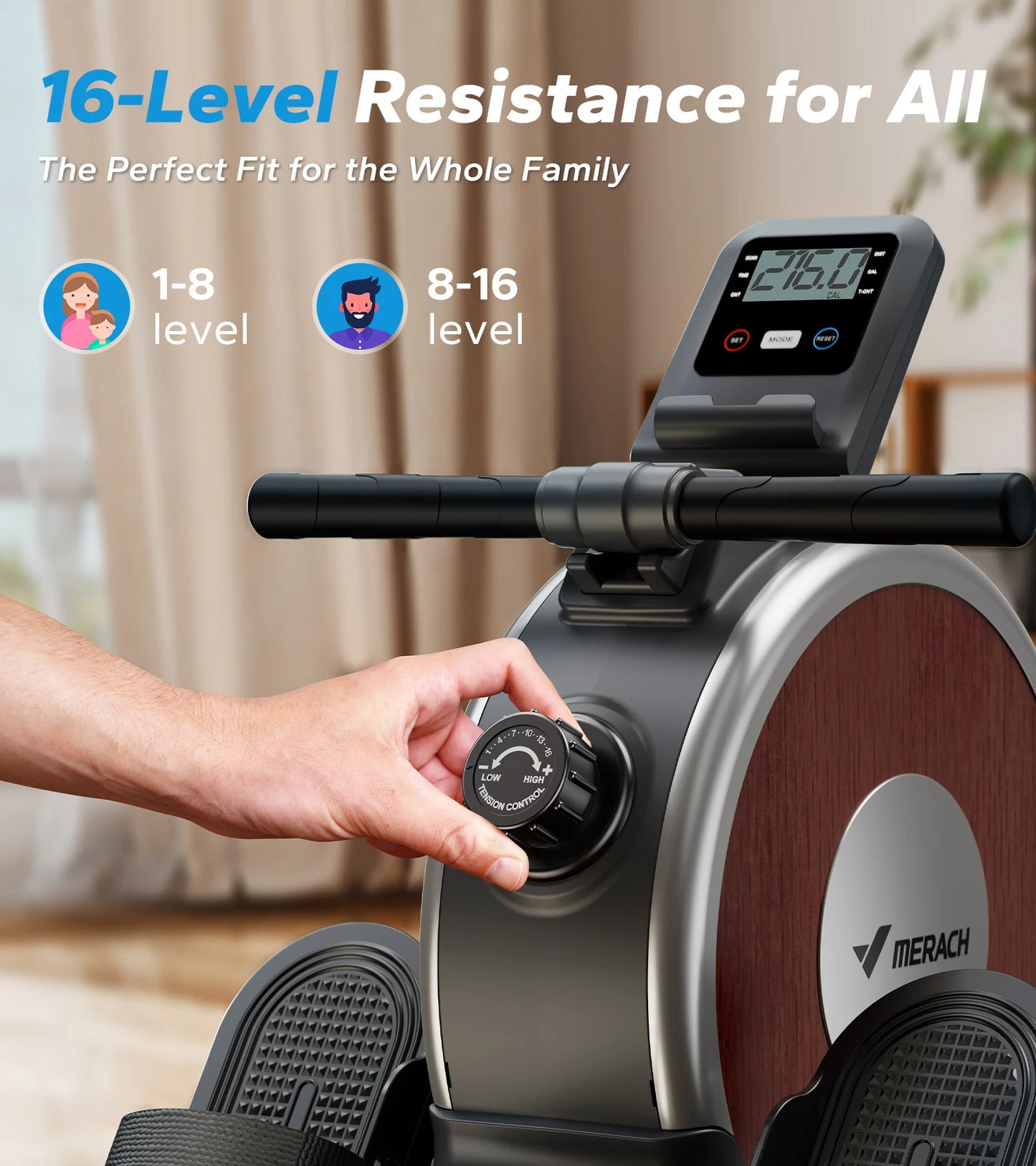 MERACH Magnetic Rowing Machine For Home Use 16 Levels