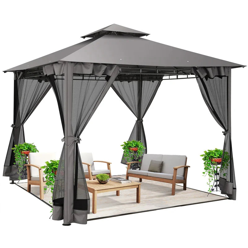 Tooluck Gazebo With Double Roof Steel Frame For Patio