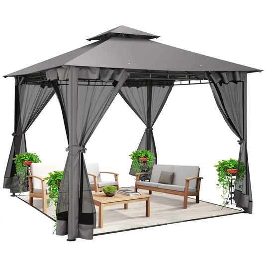 Tooluck Gazebo With Double Roof Steel Frame For Patio
