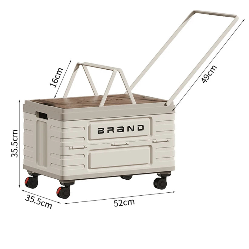 360 Rotating Foldable Storage Cart With Silent Wheels Mobile Organizer
