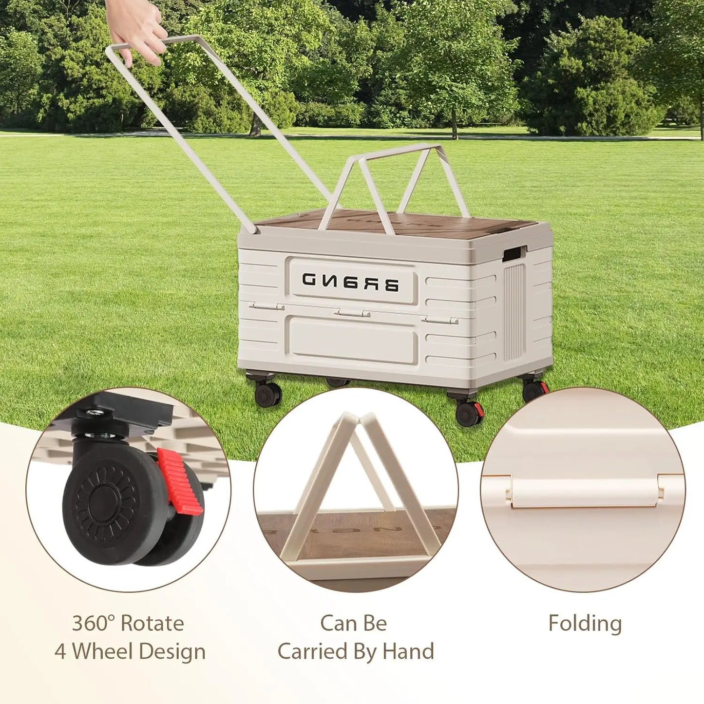 360 Rotating Foldable Storage Cart With Silent Wheels Mobile Organizer