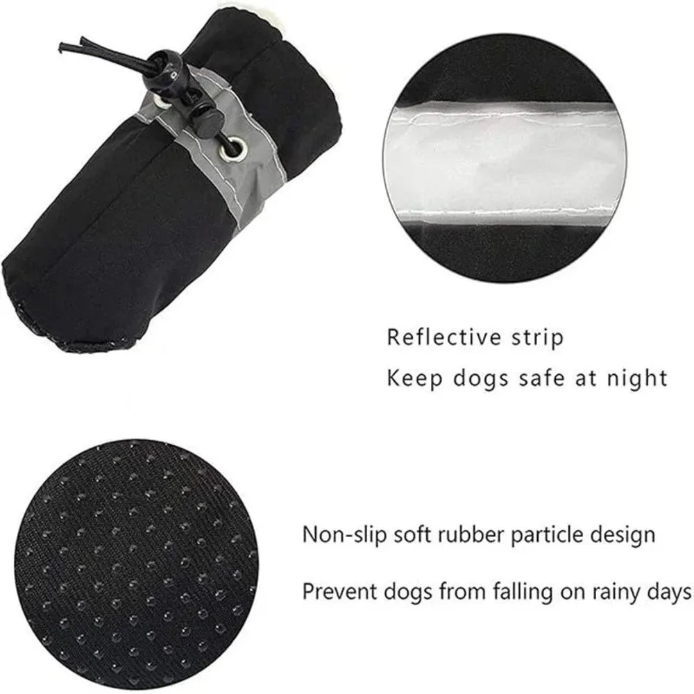 Waterproof Dog Boots Set Warm Paw Protectors Easy On Fit