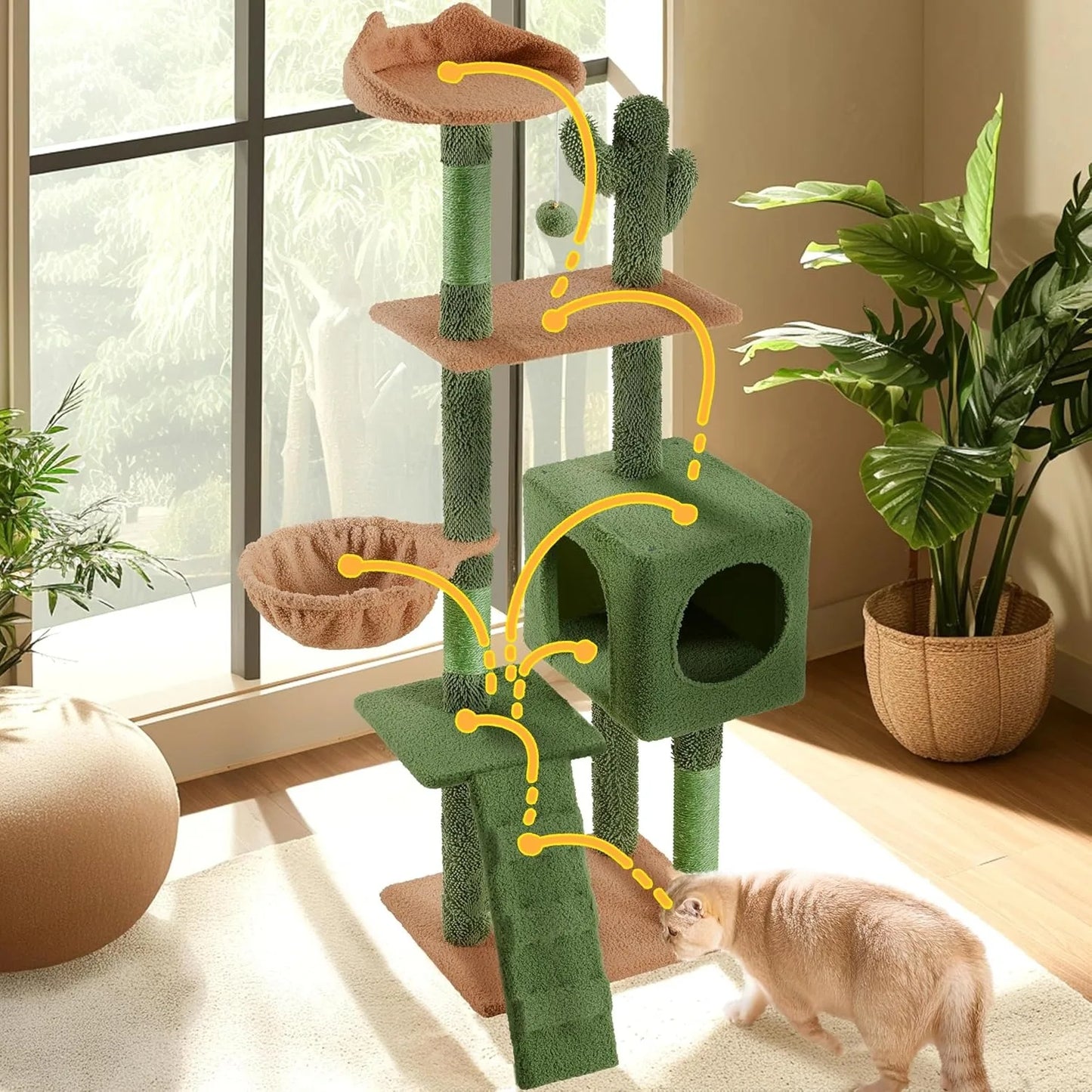 Cactus Cat Tree With Perch Condo And Ladder