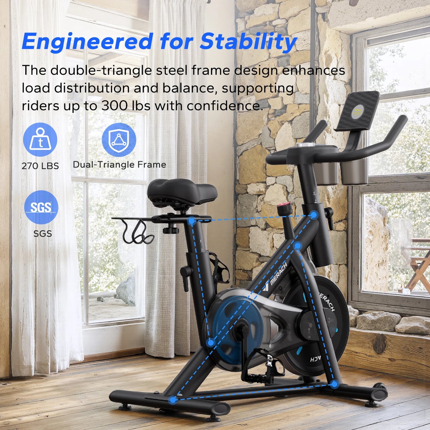 Merach Magnetic Indoor Exercise Bike With App Courses Low Noise