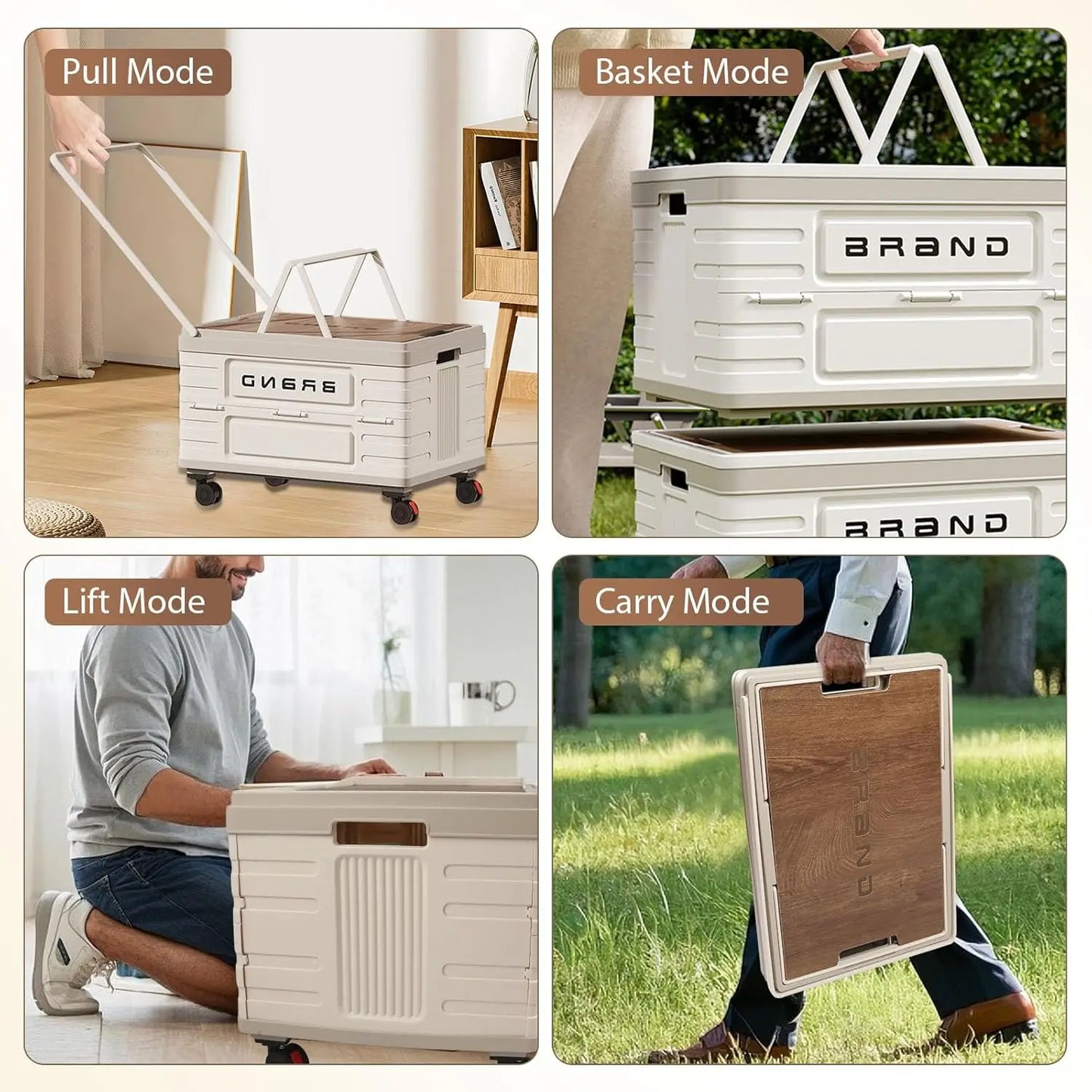 360 Rotating Foldable Storage Cart With Silent Wheels Mobile Organizer