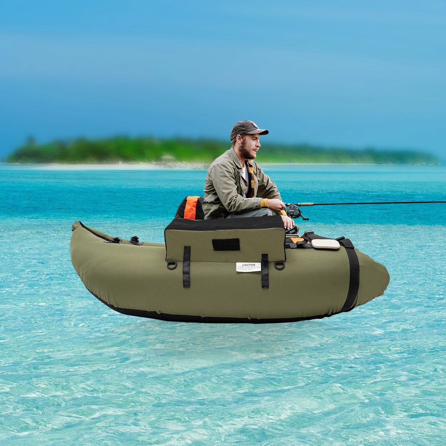 Inflatable Fishing Boat for Oceans Lakes Rivers, Portable Raft