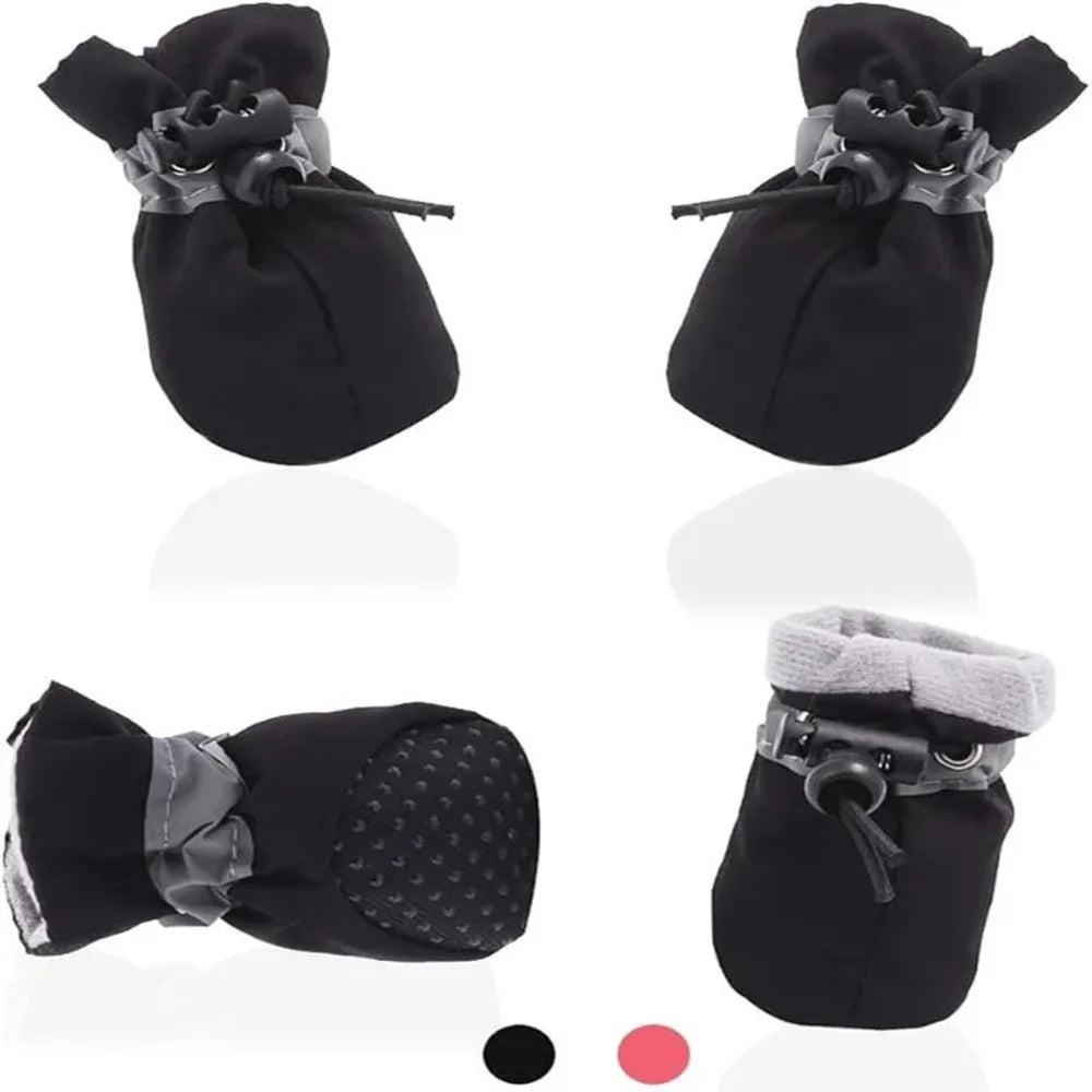 Waterproof Dog Boots Set Warm Paw Protectors Easy On Fit