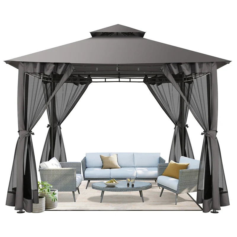 Tooluck Gazebo With Double Roof Steel Frame For Patio
