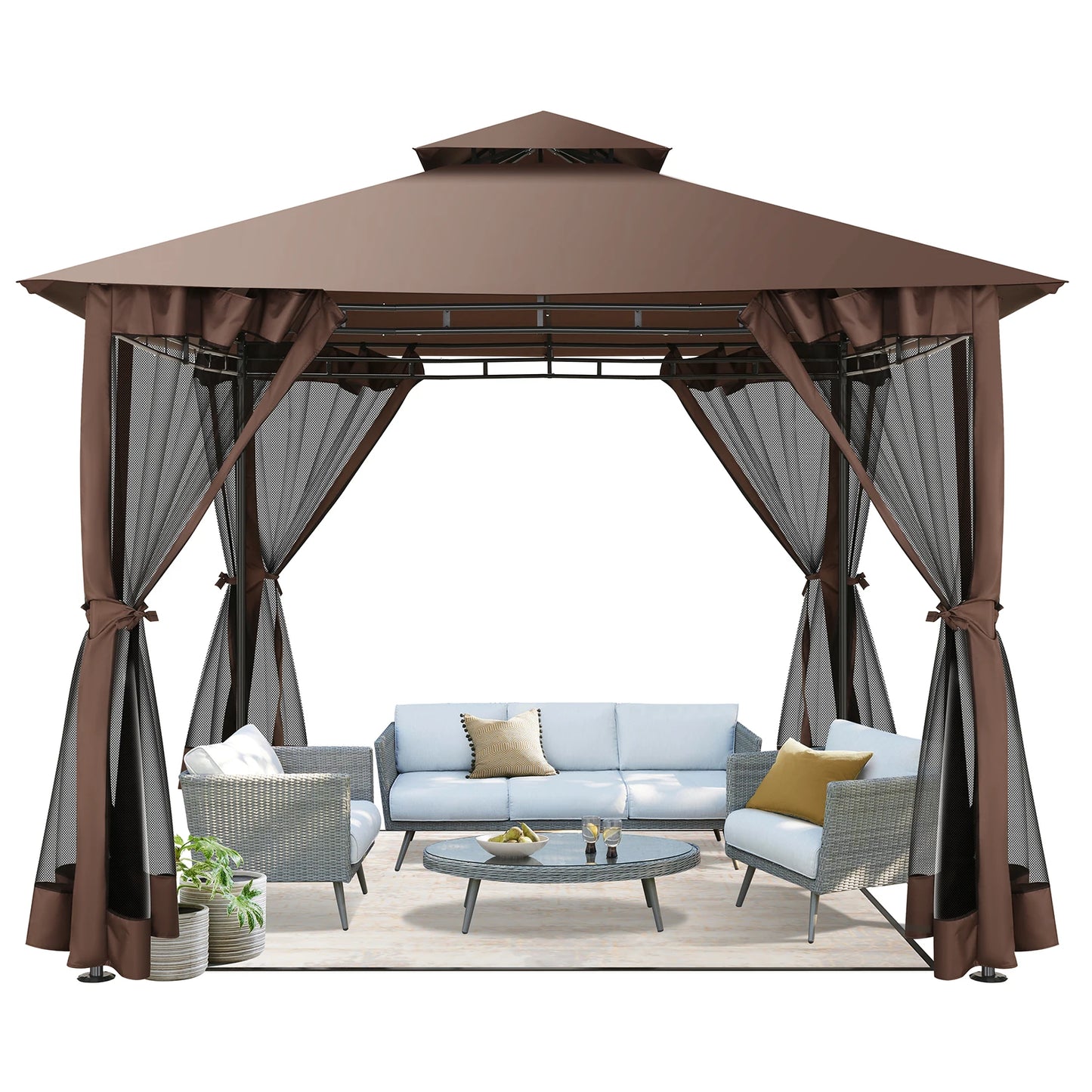 Tooluck Gazebo With Double Roof Steel Frame For Patio